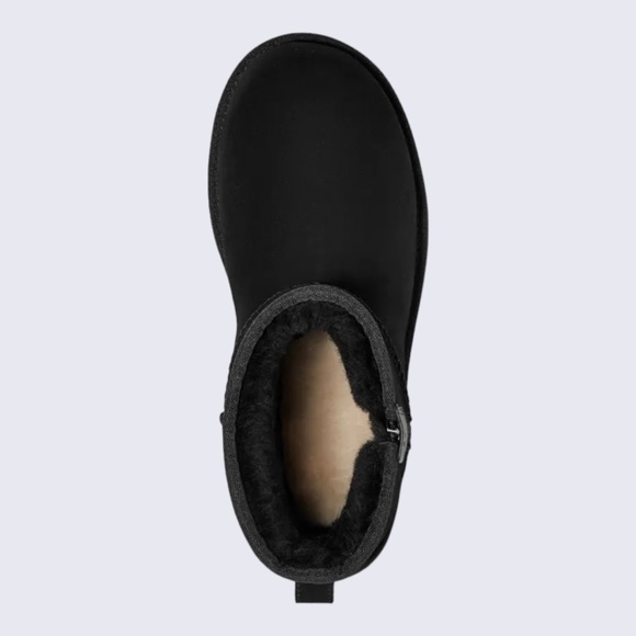 Women's UGG Classic Mini Bailey Zip Boot, Black Suede. 1151230 - Picture 4 of 5